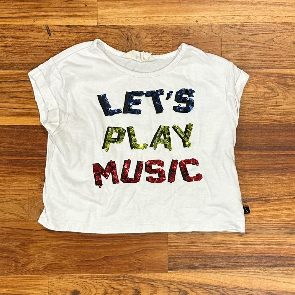 Kids Little Eleven Paris Sequin Lets Play Music Tee Size 4